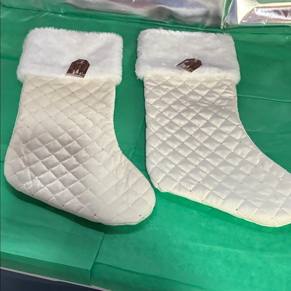 Quilted White Christmas Stockings